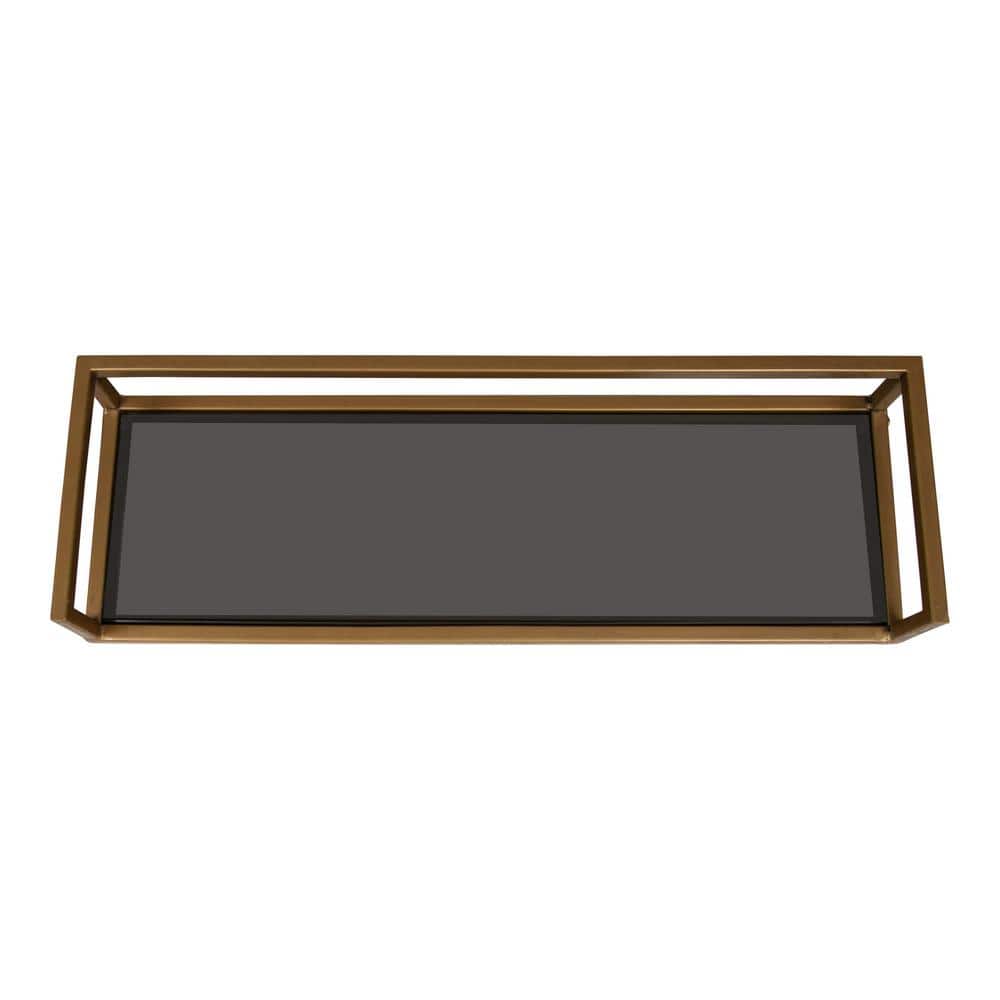 Elegant Gold and Black Glass Wall Display Shelf - 26.4" x 10.9"