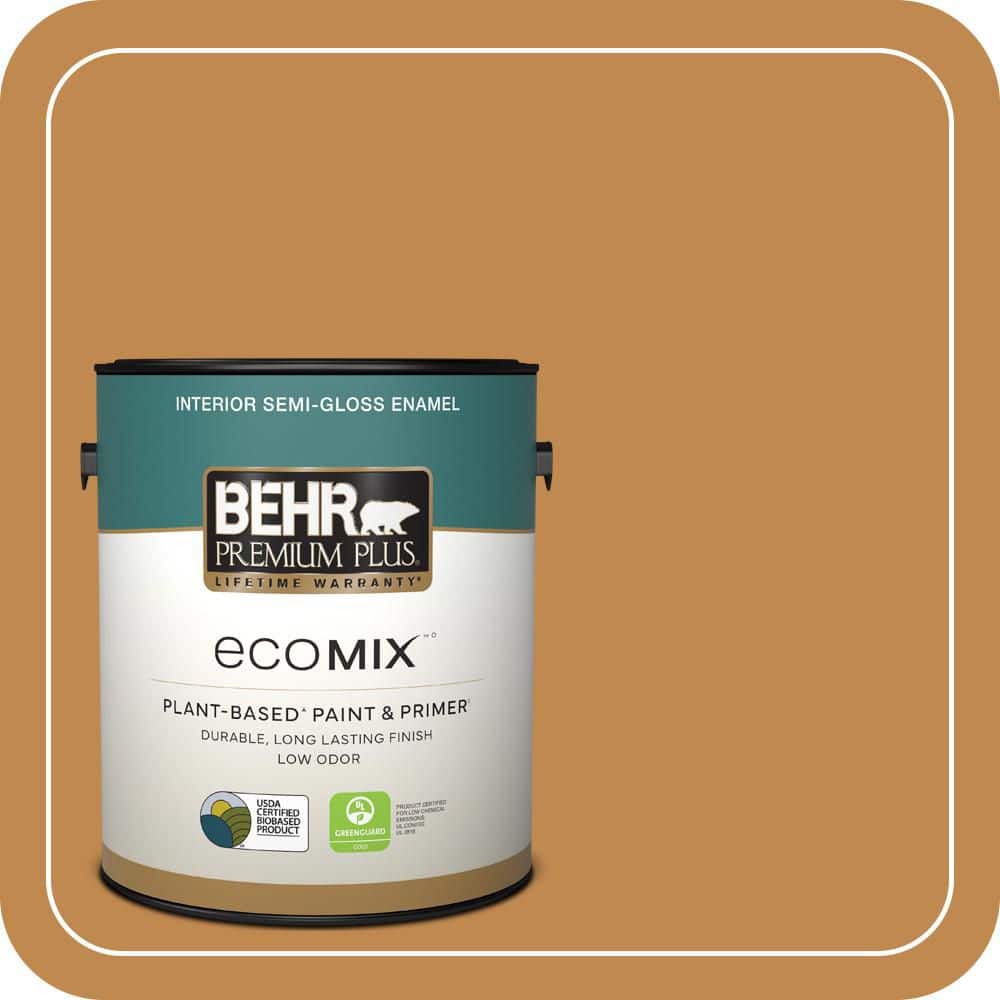 BEHR PREMIUM PLUS 1 gal. #M250-6 Toffee Tart Semi-Gloss Enamel EcoMix ...
