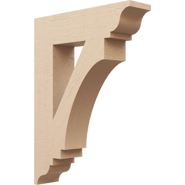 Ekena Millwork 5.5 in. x 32 in. x 24 in. Imperial Traditional Rough Cedar Woodgrain Timberthane Polyurethane Bracket, Primed Tan