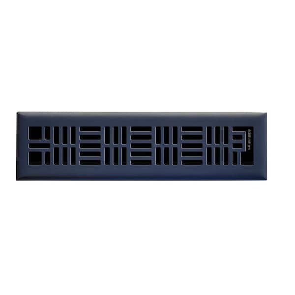 2 in. x 12 in. Art Nouveau Floor Register , Matte Black