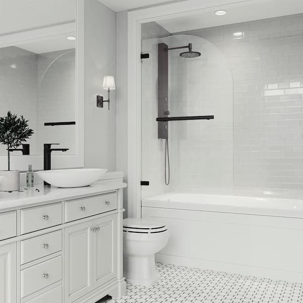 VIGO Orion 34 in. W x 58 in. H Pivot Frameless Tub Door in Matte