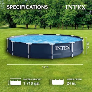 12' x 12' Round 30 in. Deep Metal Frame Above Ground Outdoor Swimming Pool with Pump