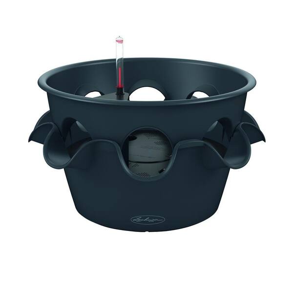 Lechuza Trend Cascada Color 19 in. Round Slate Self-Watering Plastic Planter with 8 Additional Side Openings