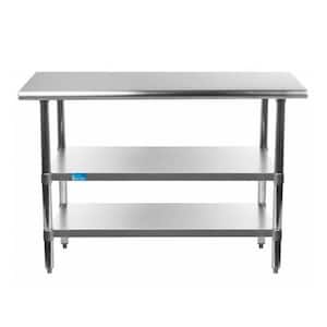 30 in. x 36 in. Stainless Steel Kitchen Utility Table with 2 Adjustable Shelves : Metal Prep Table