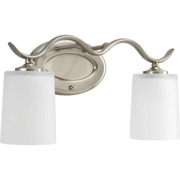 Progress Lighting Inspire Collection 2-Light Brushed Nickel Etched Glass Traditional Bath Vanity Light