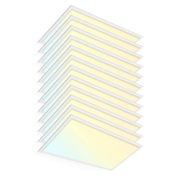 12-PACK 2 ft. x 4 ft. Dimmable White 5500Lumens 50W Integrated LED Back-Lit Flat Panel Light Office Light