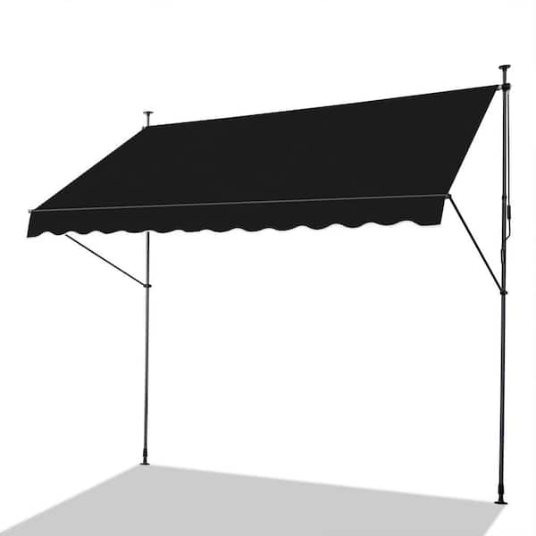 9.8 ft. Metal Manual Patio Retractable Awning (59 in. Projection) in Black