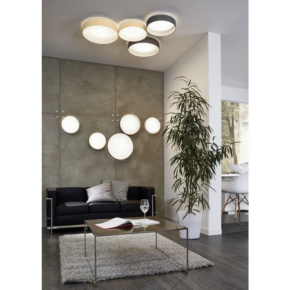 24" Modern Elegance Linen Drum LED Ceiling Light in White