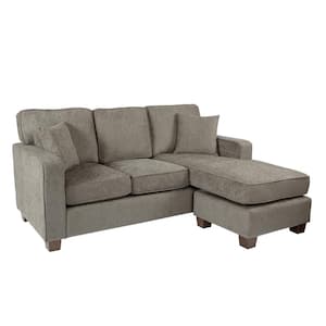 Russell 3-Piece Taupe Polyester 4-Seater L-Shaped Sectional Sofa with Wood Legs