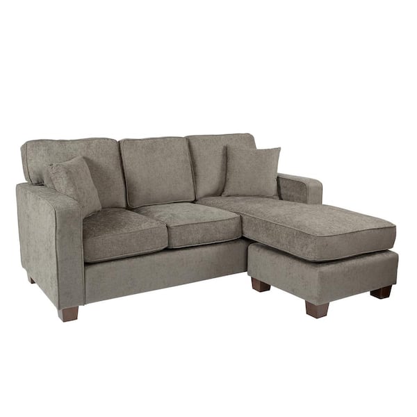 OSP Home Furnishings Russell 3-Piece Taupe Polyester 4-Seater L-Shaped Sectional Sofa with Wood Legs