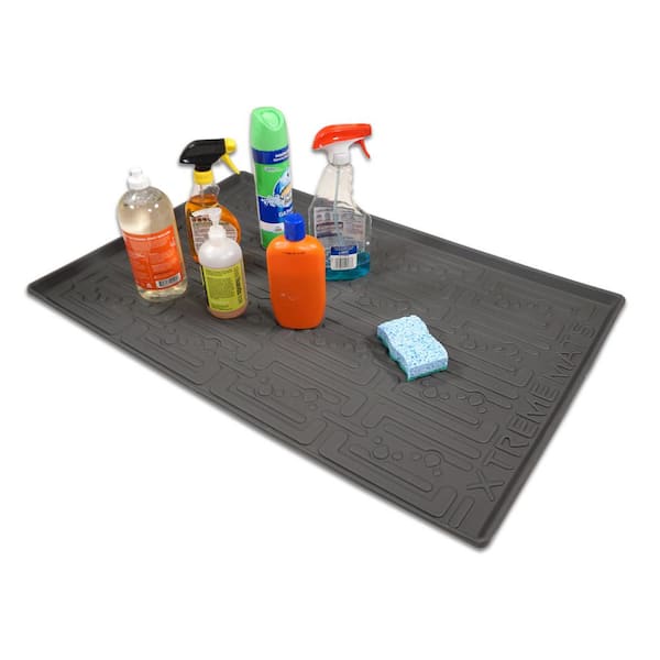 Xtreme Mats 25 in. x 22 in. Grey Kitchen Depth Under Sink Cabinet Mat Drip Tray Shelf Liner