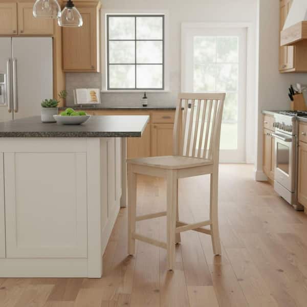 International Concepts 24 in. Unfinished Wood Bar Stool