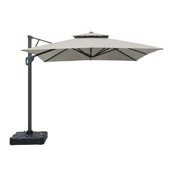 Boyel Living 10 ft. Aluminum and Steel Cantilever Outdoor Patio Umbrella in Gray with Base