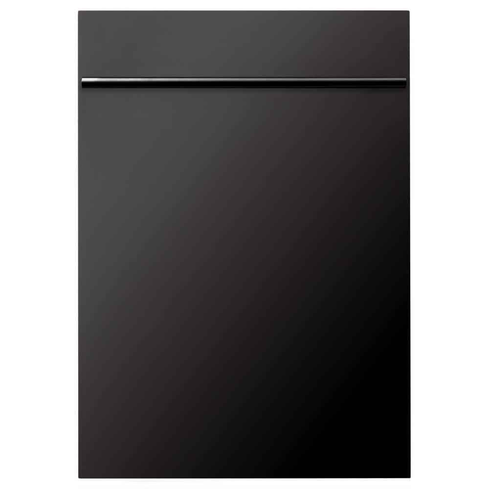 ZLINE Kitchen and Bath 18 in. Top Control 6-Cycle Compact Dishwasher with 2 Racks in Black Stainless Steel & Modern Handle