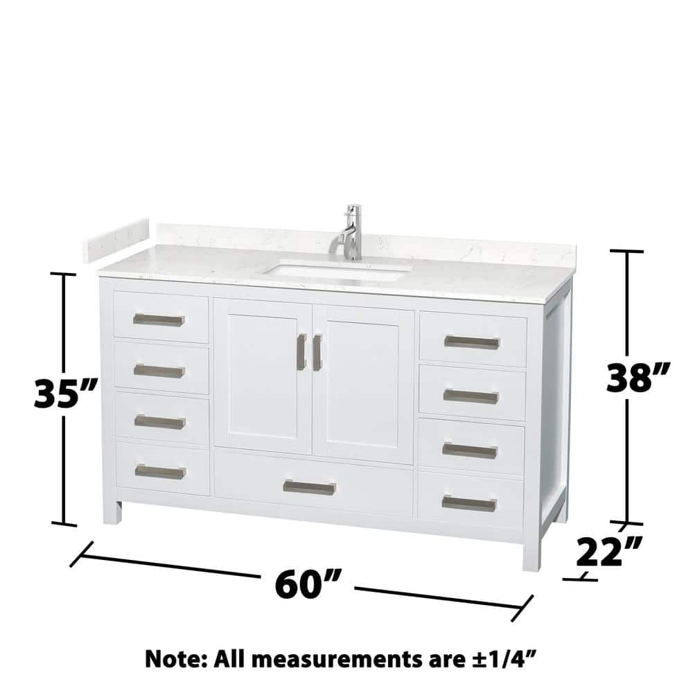 Sheffield 60" White Cultured Marble Single Bathroom Vanity