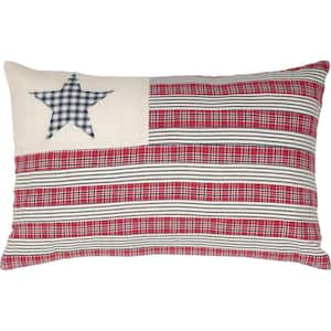 Hatteras Red White Blue Americana Patch Flag 14 in. x 22 in. Throw Pillow