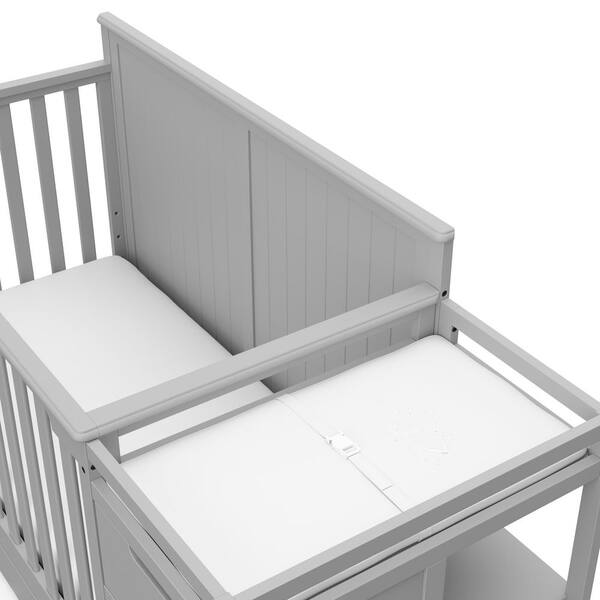 Graco Hadley Pebble Gray 4-in-1 Convertible Crib and Changer with