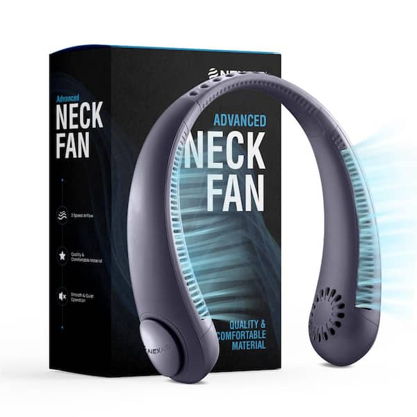 8 in. 3 Fan Speeds Neck Fan in Blue with Bladeless Neck Cooling Feature, Lightweight