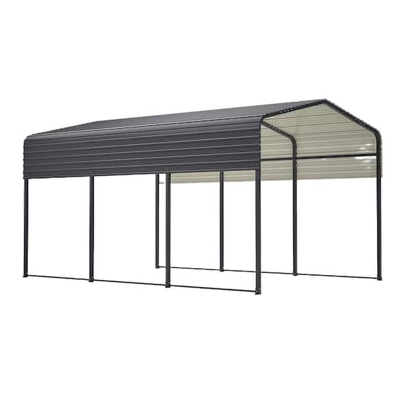 10 ft. x 15 ft. Metal Carport Carports with Enhanced Base Heavy Duty Garage Outdoor Galvanized Car Shelter for Car