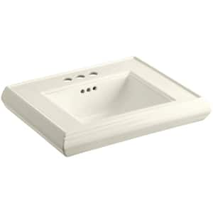 Memoirs 24 in. Ceramic Pedestal Sink Basin in Biscuit with Overflow Drain