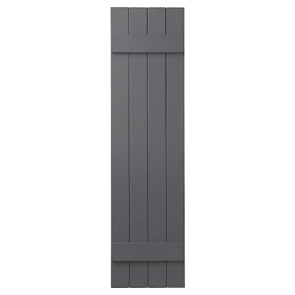 Ply Gem 15 in. x 51 in. Polypropylene 4-Board Closed Board and Batten Shutters Pair in Gray