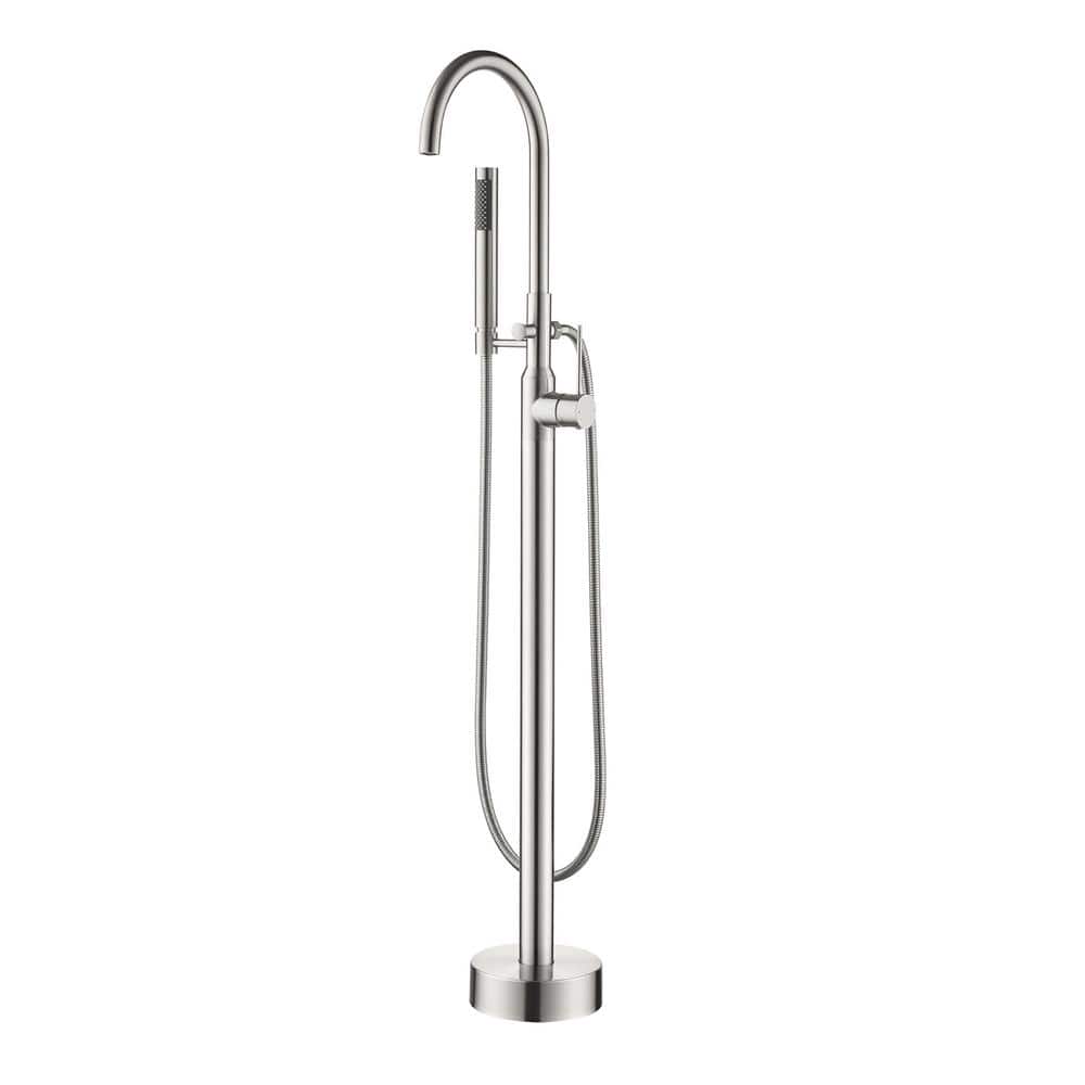 Single-Handle Claw Foot Freestanding Tub Faucet with Hand Shower in. Brushe