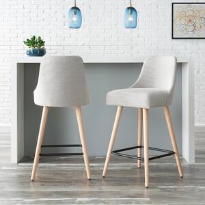Benfield Biscuit Beige Upholstered Bar Stools with Back (Set of 2)