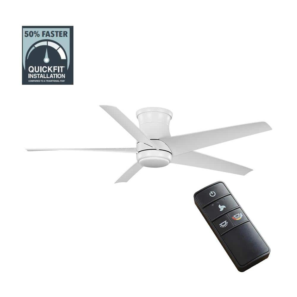 Mena 54 in. White Color Changing LED Indoor/Outdoor Hugger Matte White Ceiling Fan with Light and Remote -  Hampton Bay, 92402