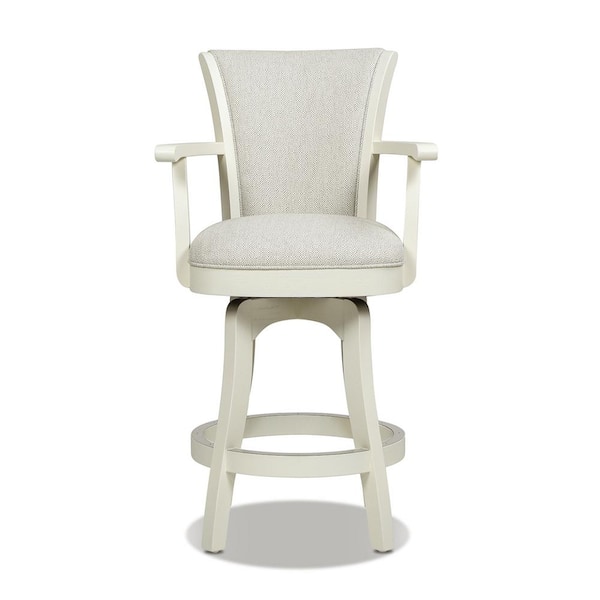 Jennifer Taylor Williams 27 in. Swivel Wood Frame Counter Height Bar Stool in White Pepper