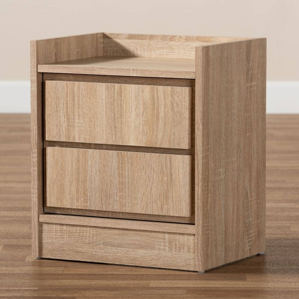 Hale Oak Brown 2-Drawer Modern Nightstand