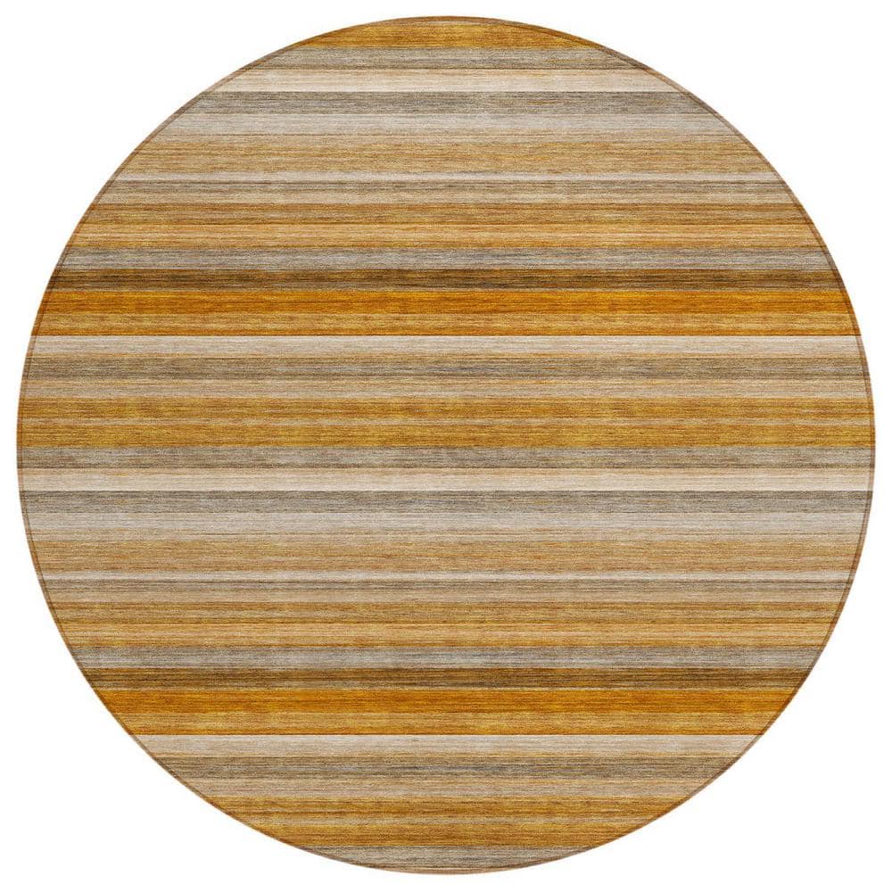 Brown and Orange 8 ft. Round Woven Striped Polyester Round Indoor/Outdoor Area Rug price history on PriceWatchPro