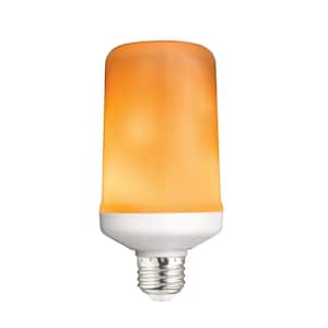 3-Watt Equivalent A19 Cylinder Flame Design LED Light Bulb Amber (1-Pack)