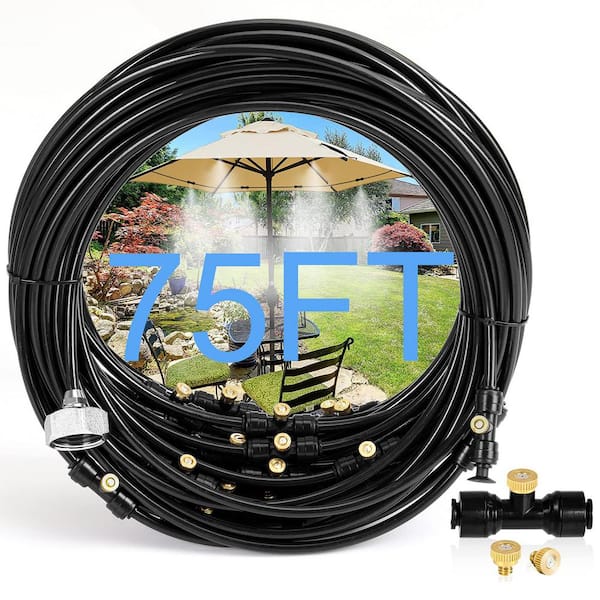 75 ft. Patio Misting Cooling System, Outdoor Mist Set with 28 Mist Nozzles and 3/4" Brass Adapter for Garden, Greenhouse