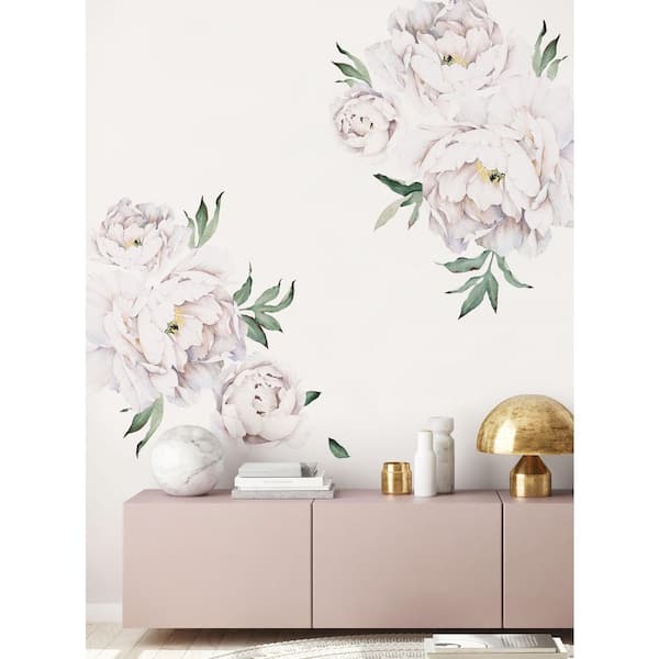 Blushing Peonies Vinyl Wall Sticker Flowers Wall Mural (Set of 6)
