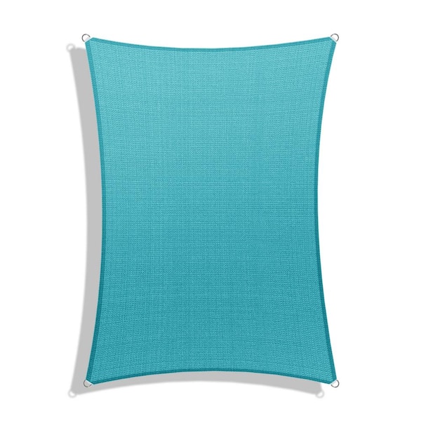 BANSA ROSE 8 ft. x 12 ft. Turquoise Rectangle Heavy Weight Sun Shade Sail with UV Blockage and waterproof for Patio and Pool Cover