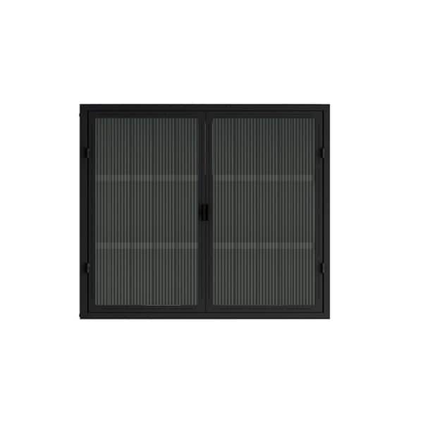 Bnuina 27.56 in. W x 9.06 in. D x 23.62 in. H Bathroom Storage Wall Cabinet in Matte Black with 3-tier and Glass Doors