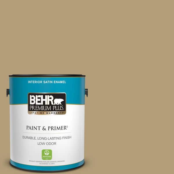 BEHR PREMIUM PLUS 1 gal. #S320-5 Ginger Tea Satin Enamel Low Odor Interior Paint & Primer