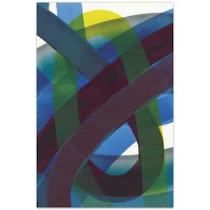48 in. x 32 in. "Pigment Play I" Unframed Floating Tempered Glass Panel Abstract Art Print Wall Art