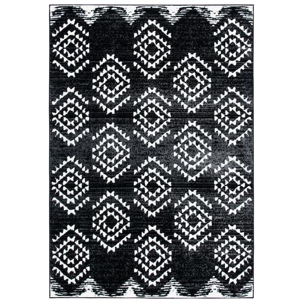Skyler 5 ft. x 8 ft. Black/Ivory Striped Geometric Area Rug