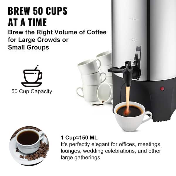 VEVOR Commercial Coffee Urn 50 Cup Stainless Steel Coffee Dispenser Fast  Brew BSYKFTDCJ50PPR98WV1 - The Home Depot