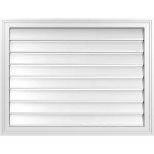 34" x 26" Vertical Surface Mount PVC Gable Vent: Functional with Brickmould Frame