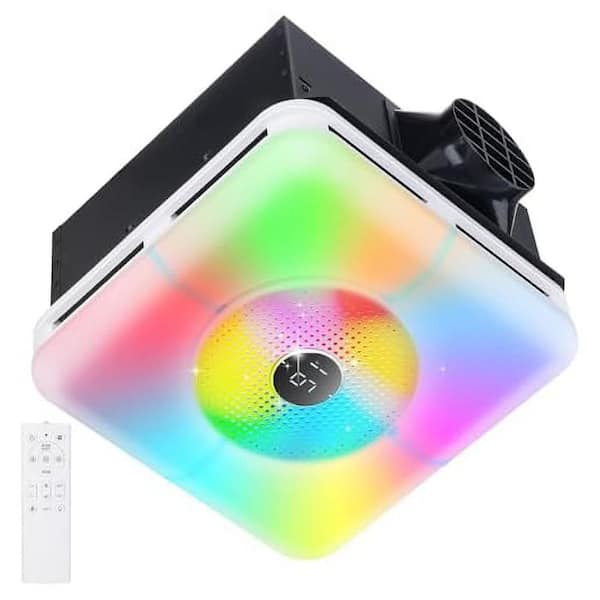 Bathroom Exhaust Fan with Bluetooth Speaker 240 CFM Ventilation 3-Color LED Nightlight Remote 13 IN Panel 110V