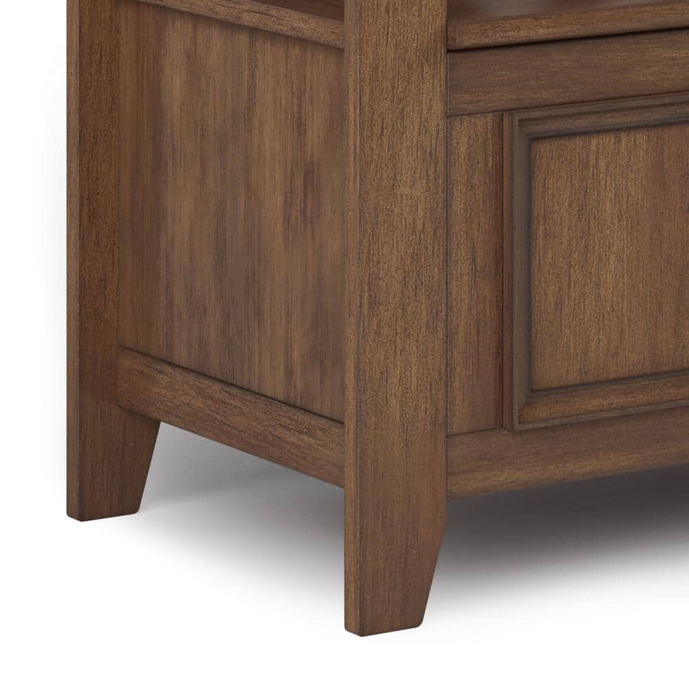 Amherst Rustic Natural Aged Brown Solid Wood Entryway Bench with Storage