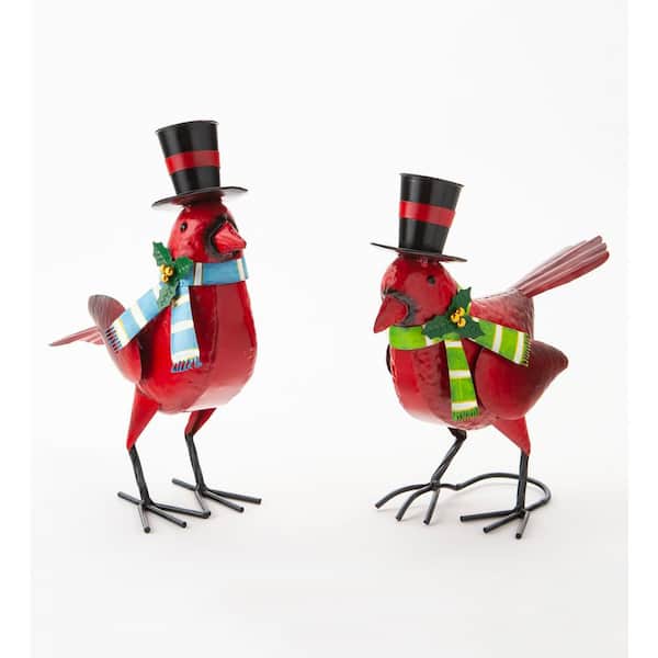 Evergreen Enterprises Holiday Cardinal Metal Garden Statues (Pack of 2)