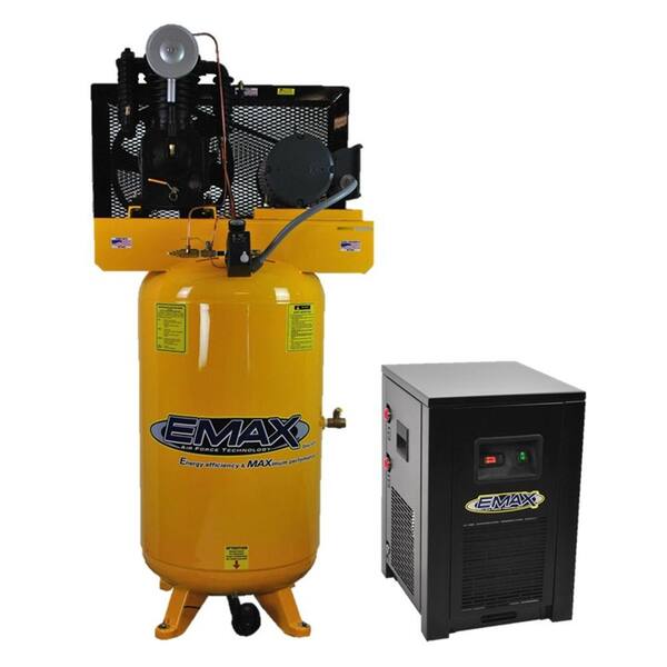 EMAX Industrial PLUS Series 80 Gal. 5 HP 208-Volt 3-Phase 2-Stage Stationary Electric Air Compressor with 30 CFM Dryer