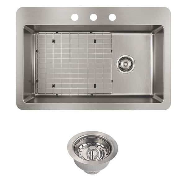 Elkay Avenue Drop-In/Undermount Stainless Steel 33 in. Single Bowl Kitchen Sink with Bottom Grid and Drain