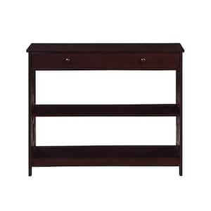 Town Square 39.5 in. L x 31.5 in. H Espresso Rectangular Wood Console Table with 2-Shelves