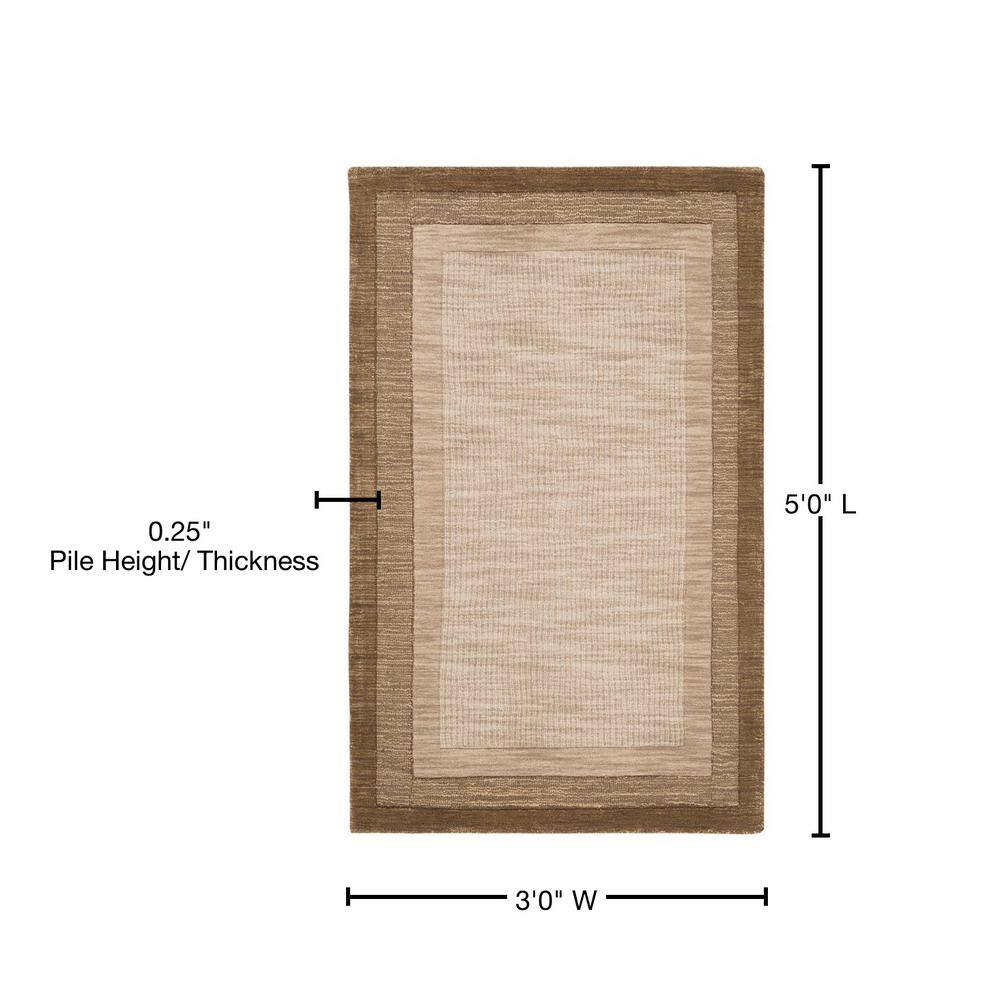 Beige and Brown Hand-Tufted Wool Area Rug