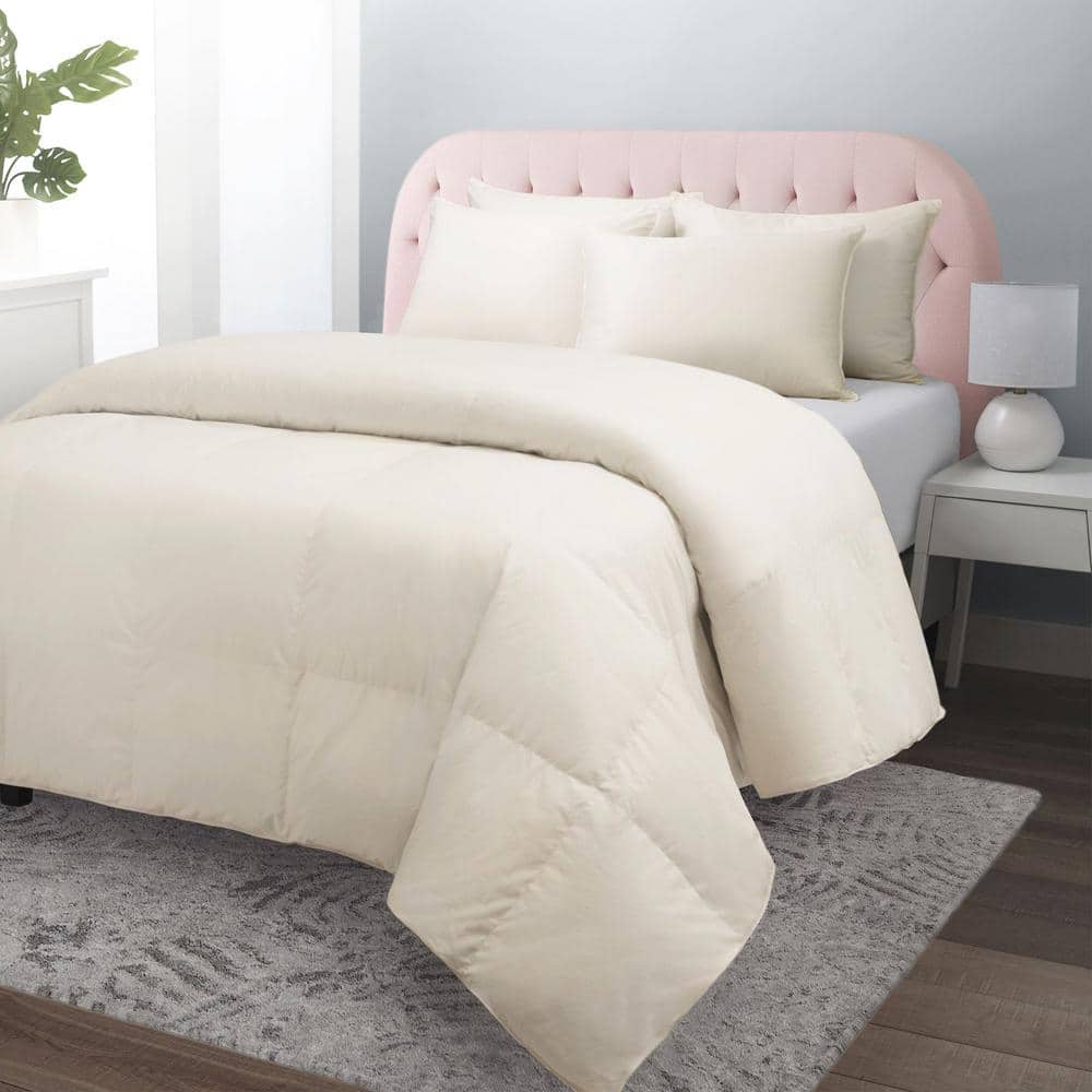 White Organic Cotton Full Comforter with Prime Feather Fill