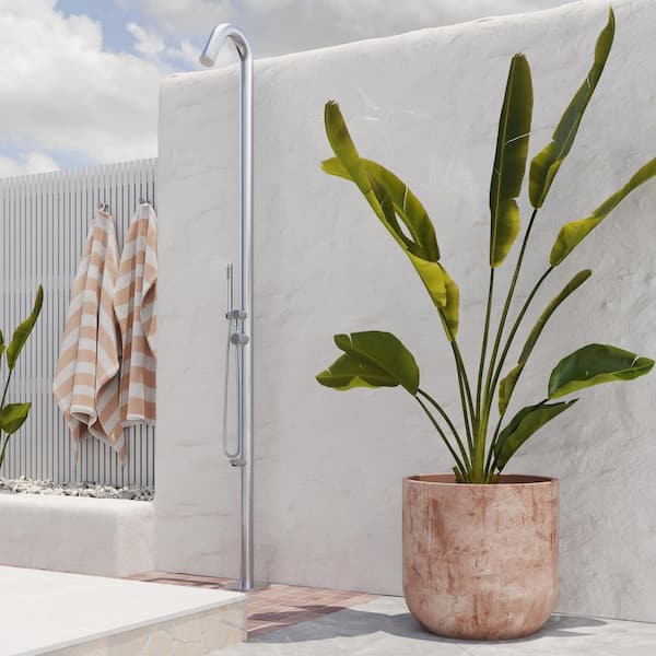 Wave Single-Spray Outdoor Shower System in Brushed Stainless Steel